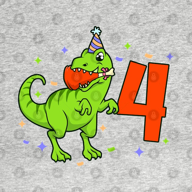 I am 4 with TREX - boy birthday 4 years old by Modern Medieval Design